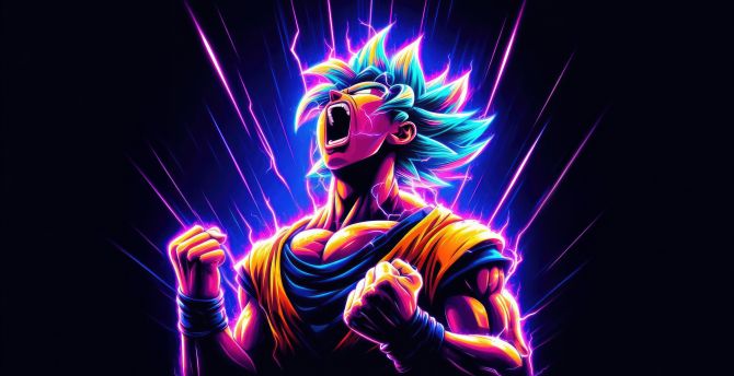 Son Goku ultimate form, powerful anime, fan art wallpaper