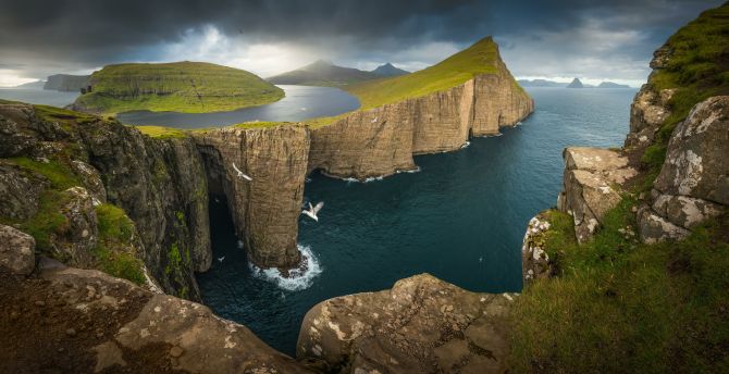Landscape, coast, sea, Faroe Island wallpaper