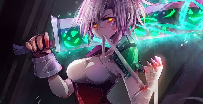 Warrior, Riven with sword, League of Legends, game wallpaper