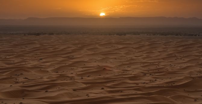 Morocco, desert, landscape, sunset, dunes wallpaper