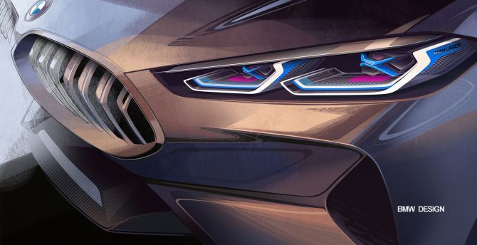 Headlight, BMW Concept 8 Series, 2018 wallpaper