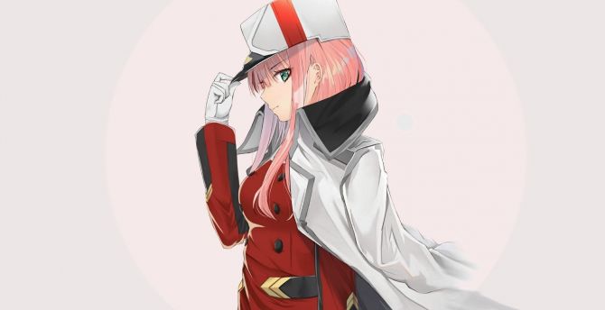 Red, uniform, zero two, anime girl wallpaper