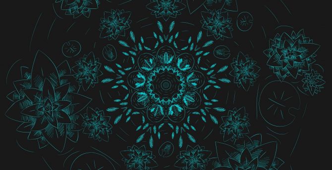 Green fractal pattern, floral, abstraction wallpaper