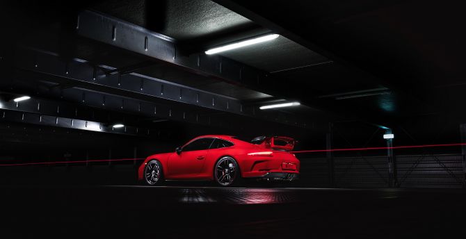 Techart Porsche 911 GT3, 2018, red car wallpaper