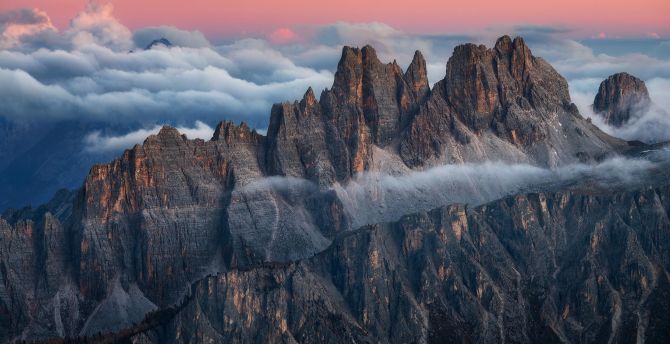 Dolomites mountain range, sunset wallpaper