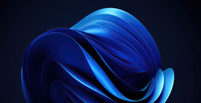 Windows 11 stock, blue object design, abstract wallpaper