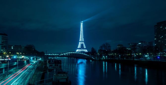Paris, Eiffel Tower, night, city wallpaper