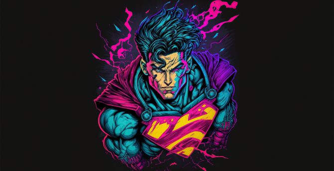 Retrofied Superman, powerful man, dark, artwork wallpaper