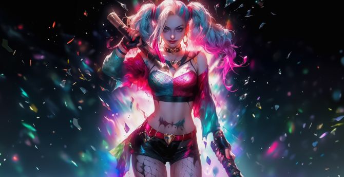 Bold & Beautiful Harley Quinn, vibrant vengeance, art wallpaper