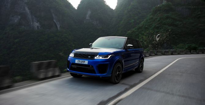 Blue car, on-road, Range Rover Sport wallpaper