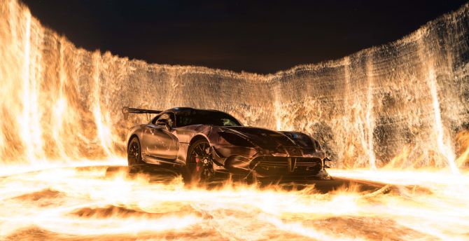 Sports car, car on fire wallpaper