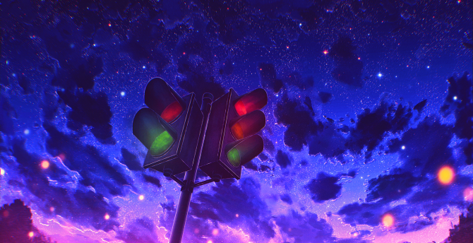 Wallpaper traffic light, evening, beautiful sky, anime desktop wallpaper,  hd image, picture, background, b82f18 | wallpapersmug