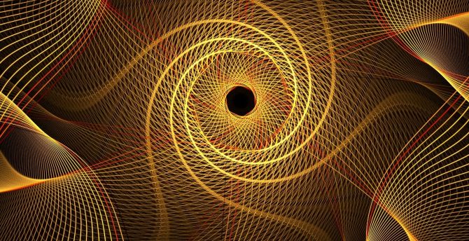 Fractal, lines, twisted, yellow wallpaper