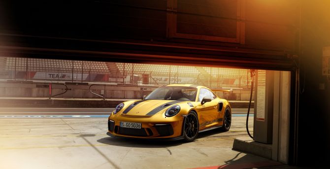 Golden car, Porsche 911 GT3 wallpaper