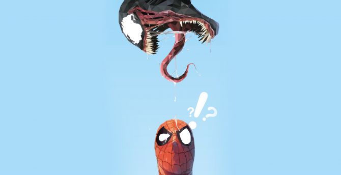 Spider-man and venom, artwork, minimal wallpaper