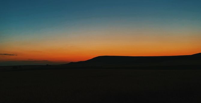 Minimal, sunset, hill, landscape, nature wallpaper