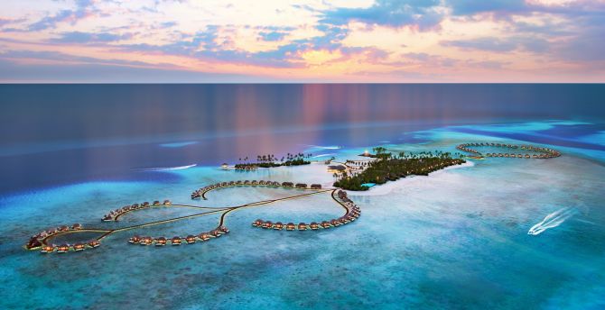 Maldives, resorts, aerial view, island, sea wallpaper