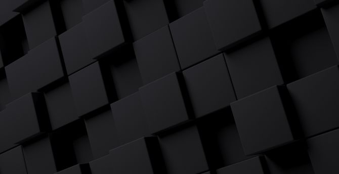 Black, pattern, dark cubes, abstract wallpaper