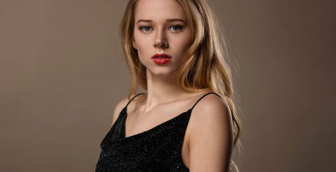 Gorgeous, model, woman, black dress wallpaper