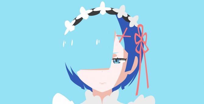 Blue hair, anime girl, re:zero, rem wallpaper