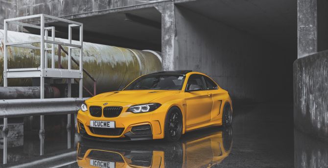 Yellow car, BMW M235i wallpaper