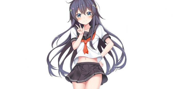 Akatsuki, anime girl, kancolle, long hair wallpaper
