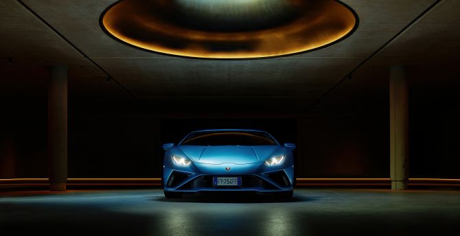 Blue Lamborghini Huracan EVO sport, supercar wallpaper