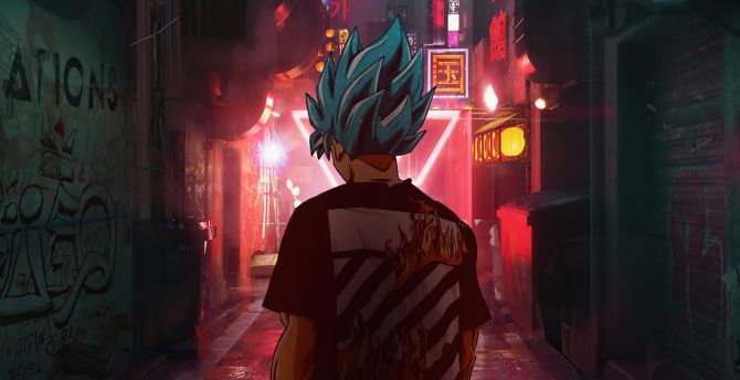 Super Saiyajin, blue hair, dragon ball wallpaper