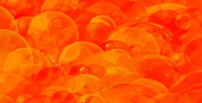 Texture, bubbles, digital art, orange wallpaper