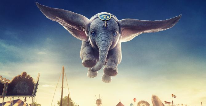 Flying elephant, Dumbo, 2019 movie wallpaper