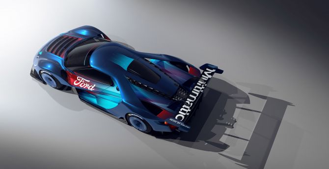 2023, Ford GT Mk IV, top-view of sport car wallpaper