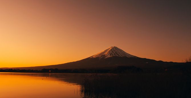 Lake Kawaguchi, Mount Fuji, Mountain, sunset wallpaper