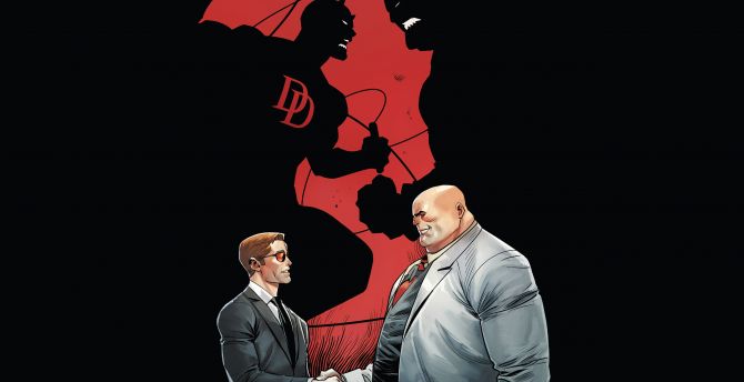 Daredevil, kingpin, handsake, comics wallpaper