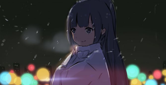 Desktop Wallpaper Cute Long Hair Anime Girl Dark Hd