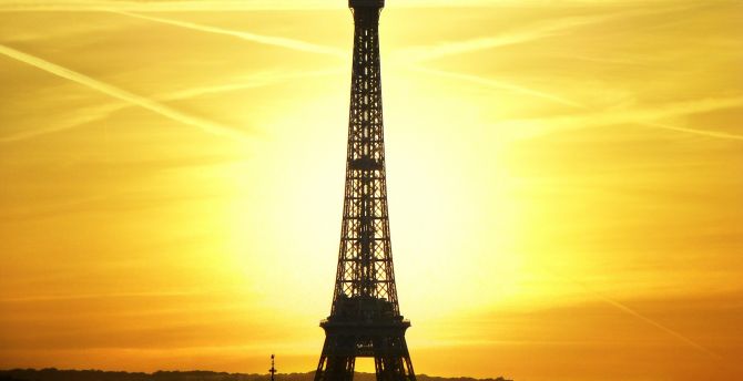 Sunset, Eiffel tower, paris, city wallpaper