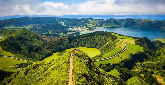 Earth, landscape, green hills, aerial view wallpaper