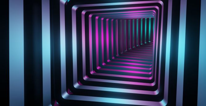 Neon squares, tunnel wallpaper