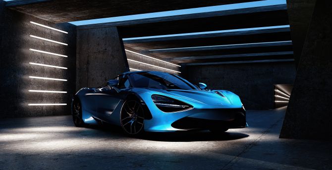 Blue McLaren, sportcar, 2020 wallpaper