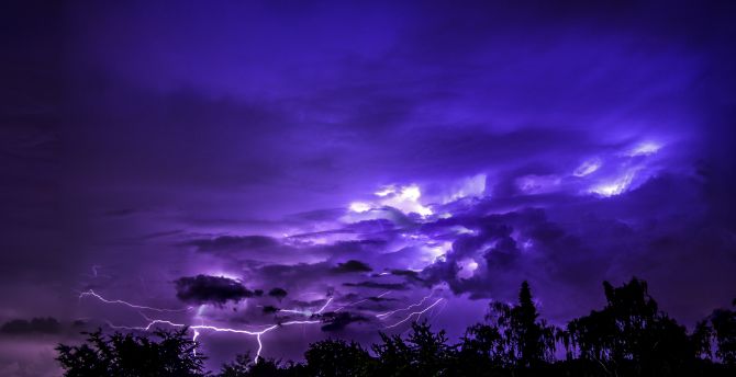 Thunderstorm, lightnings, sky, dark wallpaper