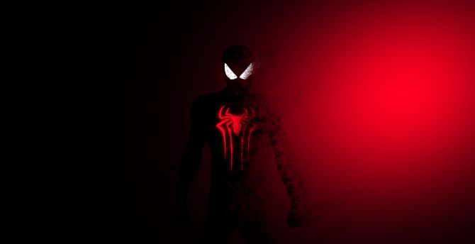 Spider-man, Spider-Man: Far From Home, dark-red, fade effect, art wallpaper