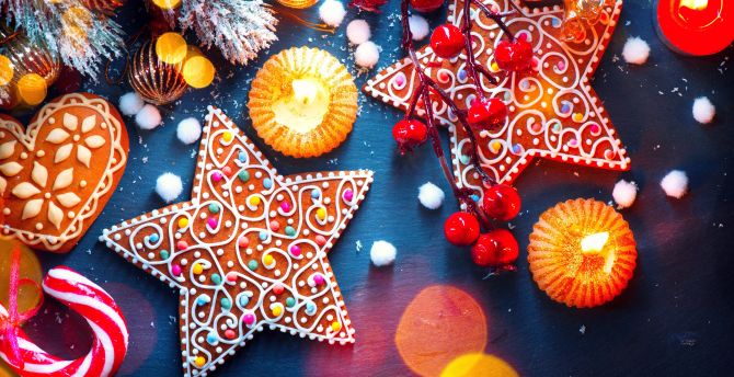 Holiday, colorful cookies wallpaper