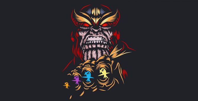 Thanos, dark, angry villain, art wallpaper