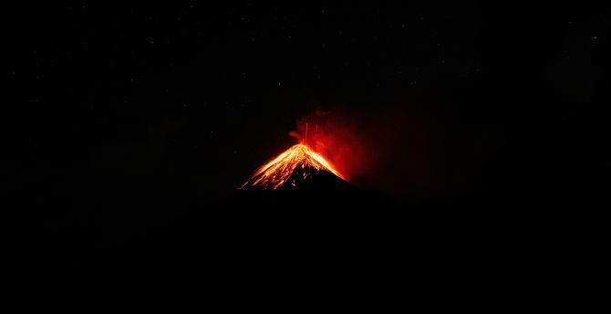Minimal, peak on fire, Volcano wallpaper