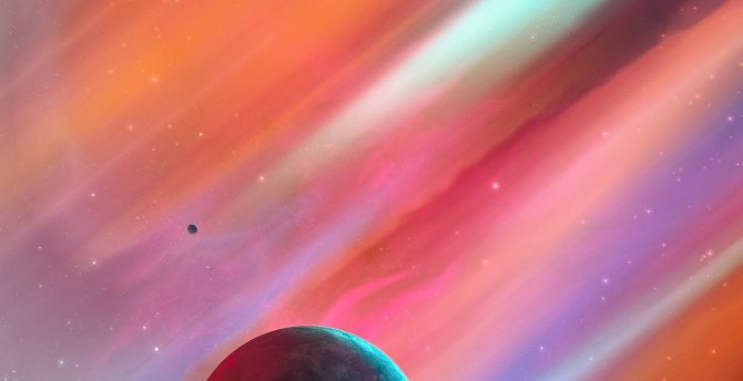 Colorful, space, planets, art wallpaper