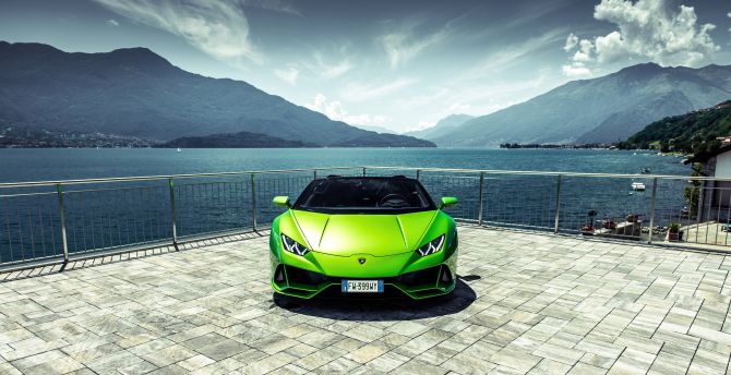 2021 Green Lamborghini Huracan EVO spyder, sportcar wallpaper