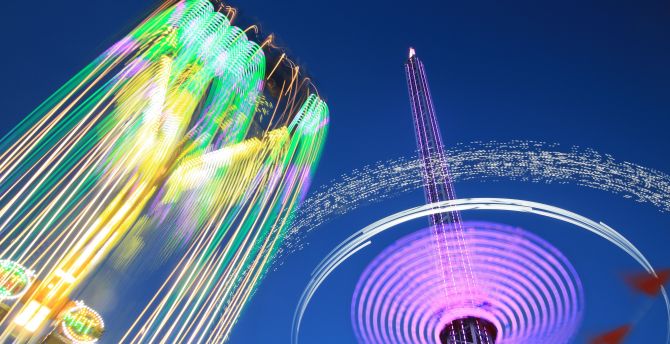 Long exposure, Ferris Wheel, blur wallpaper
