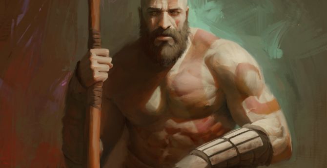 Handsome, kratos, god of war, art wallpaper