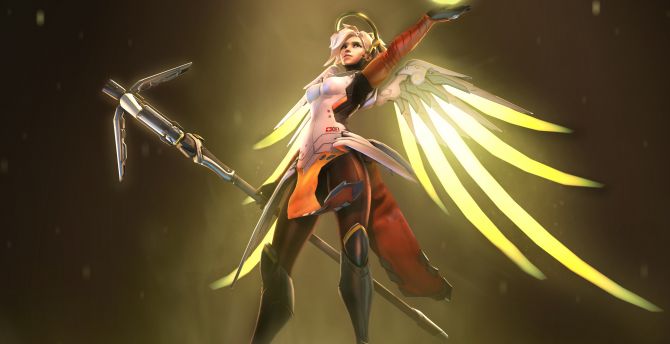 Mercy, the angel, overwatch, online game, artwork wallpaper