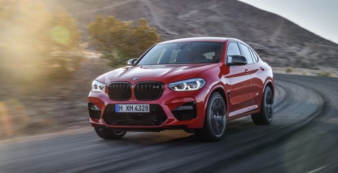 BMW X4, on-road, red wallpaper