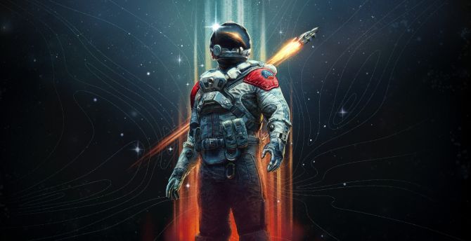 Into the space, Astronaut, Starfield, console gaming wallpaper
